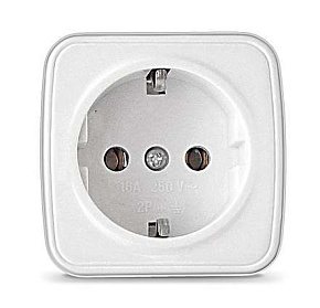 Розетка 1-м ОП Электра 16А IP20 с заземл. бел. Союз 0012