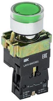 Кнопка LAY5-BW3361 с подсветкой зел. 1з IEK BBT50-BW-K06