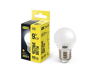 Лампа светодиодная ECO G45 9Вт шар 3000К E27 230В IEK LLE-G45-9-230-30-E27