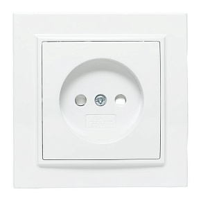 Розетка 1-м СП Минск 10А IP20 без заземл. защ. шторки бел. Basic EKF ERR10-022-100