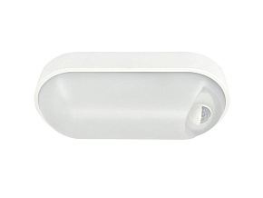Светильник светодиодный WP 15 C 12W OP 840 W10L22 WH MDM 220х106х60мм 12Вт 4000К IP65 ЖКХ овал. пылевлагозащ. с датчиком движения бел. Русский Свет 15071524500