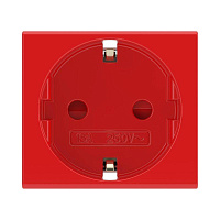Розетка 1-м 2мод. Viva 16А IP20 2P+E с заземл. защ. шторки красн. DKC 45015