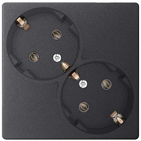 Розетка 2-м СП Simon 24 16А IP20 2х2P+E Schuko без защ. шторок механизм графит Simon 2450459-038