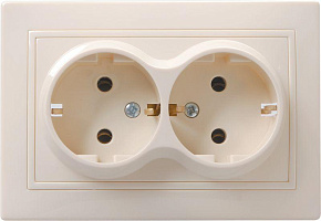 Розетка 2-м СП Кварта РС12-3-ККм 16А IP20 с заземл. без защ. шторок крем. GENERICA ERK24-K33-16-DM