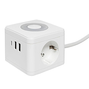 Удлинитель "Куб" 2х1.3м 2USB 2.4А+Type C + Ночник 1кв.мм EKF UBA-CUB-2-TC