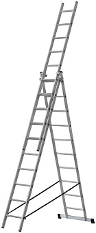 Лестница трехсекционная 3х10 H=285/481/674см 12.19кг алюм. FIT 65435