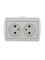 Розетка 2-м ОП Nata 16А IP20 без заземл. керамика бел. LEZARD 710-0200-128
