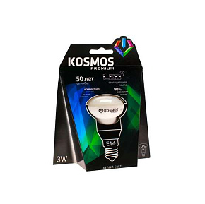 Лампа светодиодная KOSMOS premium 3Вт REFLECTOR 39мм E14 230В 4500К Космос KLED3wR39230vE1445