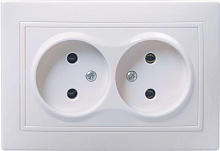 Розетка 2-м СП Кварта РС12-2-КБ 10А без защ. шторки без заземл. керам. бел. GENERICA ERK20-K01-10-K
