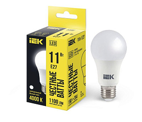 Лампа светодиодная 11Вт A60 грушевидная 4000К нейтр. бел. E27 1100лм 230-240В IEK LLE-A60-11-230-40-E27