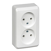 Розетка 2-м ОП Этюд 16А IP20 250В без заземл. без защ. шторок бел. SE PA16-005B