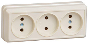 Розетка 3-м ОП Октава 10А IP20 без заземл. крем. GENERICA ERO30-K33-10-DC