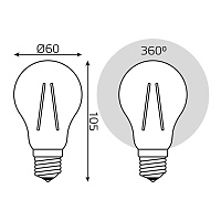 Лампа светодиодная филаментная Black Filament 6Вт A60 грушевидная 2700К тепл. бел. E27 600лм GAUSS 102802106