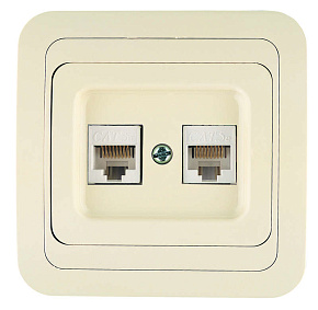 Розетка компьютерная 2-м СП Mimoza 16А IP20 крем./крем. Makel 25036
