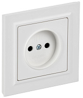 Розетка BRITE РСР10-1-0-БрАБ 10А в сборе без заземл. без защ. шторок арктич. бел. IEK BR-R10-10-K91-F