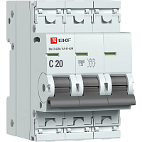 Выключатель автоматический модульный 3п C 20А 6кА ВА 47-63N PROxima EKF M636320C