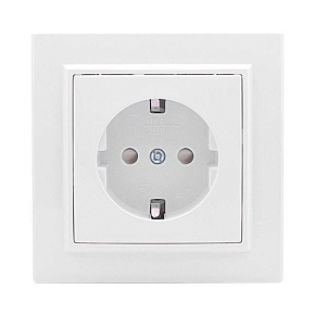 Розетка 1-м СП Минск 16А IP20 с заземл. защ. шторки бел. Basic EKF ERR16-028-100