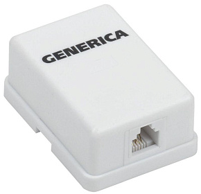 Розетка телефонная 1-м ОП RJ12 кат.3 UTP GENERICA CS2-3C03U-12-G