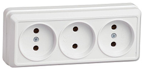 Розетка 3-м ОП Октава 10А IP20 без заземл. бел. GENERICA ERO30-K01-10-DC
