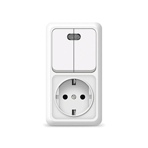 Блок ОП Олимп 2-кл. вык. с подсветкой + роз. с заземл. верт. бел. UNIVersal О0041