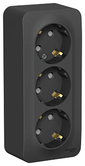 Розетка 3-м ОП Blanca 16А IP20 250В с заземл. защ. шторки с изолир. пластиной антрацит SE BLNRA011316