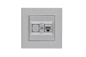 Розетка компьютерная CAT 5+гнездо Karea LINE STAR жемчуж. Makel 86100035