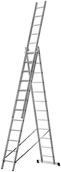 Лестница трехсекционная 3х12 H=343/594/841см 17.83кг усиленная алюм. FIT 65438