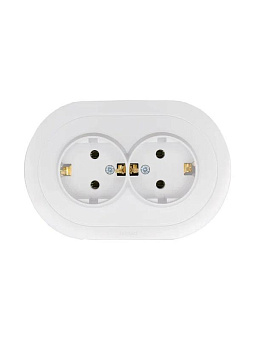 Розетка 2-м СП OSEN с заземл. ПБТ круглая механизм бел. LEZARD 744-0200-127B