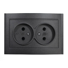 Розетка 2-м СП Бриллиант 16А IP20 без заземл. в сборе графит Universal 7947519-Gr