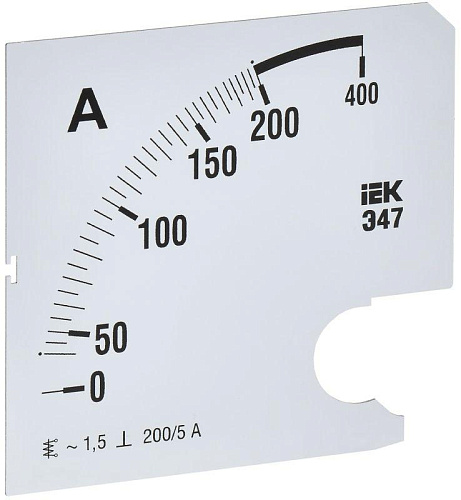 Шкала сменная для амперметра Э47 200/5А-1.5 96х96мм IEK IPA20D-SC-0200