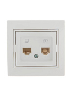 Розетка компьютерная + телефонная 2-м СП Mira RJ45 + RJ11 бел./бел. LEZARD 701-0202-143