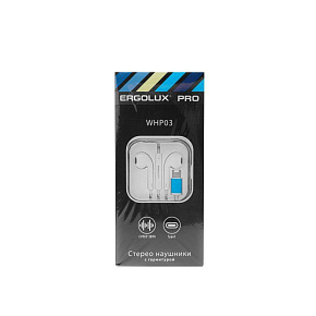 Наушники вкладыши с микрофоном ELX-WHP03-C01 проводные Type-C 1.2м коробка+бокс бел. ERGOLUX 15284
