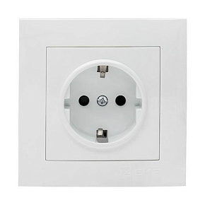 Розетка 1-м СП Валенсия 16А IP20 с заземл. защ. шторки бел. PROxima EKF EWR16-028-10