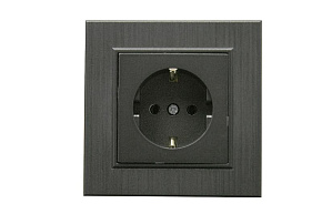 Розетка 1-м Karea LINE STAR с заземл. дым. металлик Makel 86050028