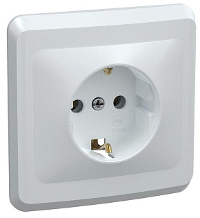 Розетка 1-м СП Вега РС10-3-ВБ с заземл. контактом без защ. штор 16А бел. GENERICA ERV11-K01-16-DM