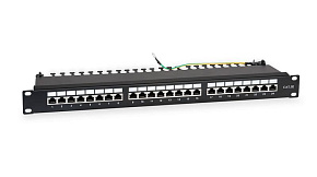 Патч-панель 19дюйм 1U кат.5E полн. экранир. 24 порта RJ45 Dual IDC WR-PL-24-C5E-SH-D черн. WRline 505210