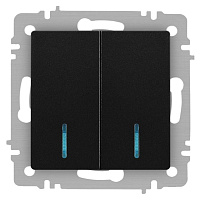 Выключатель Accent 6-105-05 двойн. с подсветкой 10А-250В IP20 СУ AL/CU антрацит Intro Б0063516