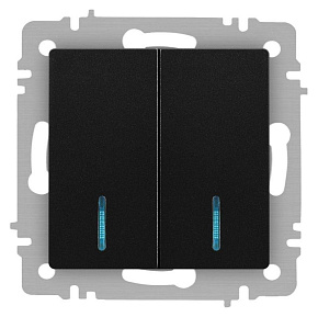 Выключатель Accent 6-105-05 двойн. с подсветкой 10А-250В IP20 СУ AL/CU антрацит Intro Б0063516