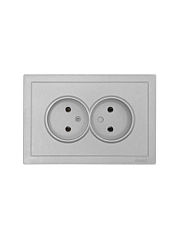 Розетка 2-мест. с/з СП ZIMA IP20 16А ПБТ безвинт. зажим сер. матов. LEZARD 704-7400-127BQC