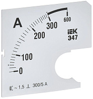 Шкала сменная для амперметра Э47 300/5А-1.5 72х72мм IEK IPA10D-SC-0300
