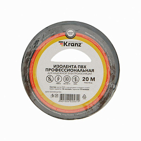 Изолента ПВХ профессиональная 0.18х19мм 20м черн. Kranz KR-09-2806