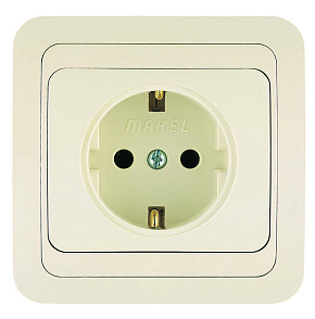 Розетка 1-м СП Mimoza 16А IP20 с заземл. керамика крем./крем. Makel 25008