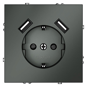 Розетка 1-м СП S70 16А с USB A+A с заземл. защ. шторки механизм титан Voltum VLS040406