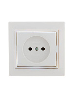 Розетка 1-м СП Mira 16А IP20 без заземл. с бел. вставкой керамика бел. LEZARD 701-0202-121