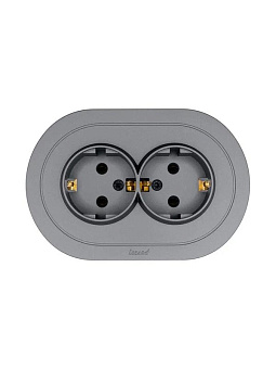 Розетка 2-м СП OSEN с заземл. ПБТ круглая механизм сер. матов. LEZARD 744-7400-127B