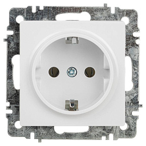 Розетка Intro Accent 6-202-01 2P+E Schuko 16А-250В IP20 СУ AL/CU бел. Intro Б0063678