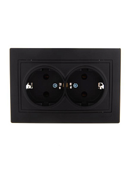 Розетка 2-м СП Mira 16А IP20 с заземл. керамика черн. бархат LEZARD 701-4242-127