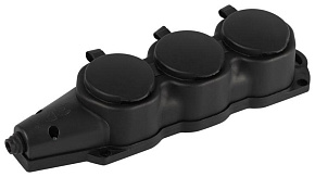 Колодка ЭРА KX-3e-B-IP44 каучуковая с заземлением 3 розетки 16A IP44 черн. Эра Б0068453