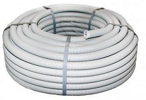 Труба гофрированная ПВХ гибкая тяжелая d20мм с протяжкой сер. (уп.100м) PROxima EKF tg-z-20-t