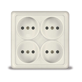 Розетка 4-м ОП Олимп 16А IP20 квадрат. без заземл. сл. кость UNIVersal 1170